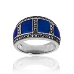 Royal Blue 4-window Marcasite Domed Ring Royal Blue 4-window Marcasite Domed Ring